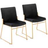 Dutchess Dining Chair in Gold Steel & Black Velvet (Set of 2)